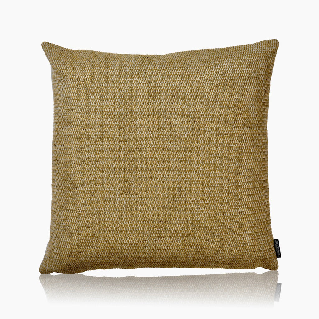 Luxuskissen Senfgelb CROCHET mustard 50x50 | Manufaktur Kissenliebe®