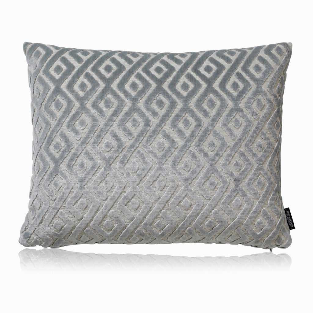 Samtkissen Graublau TARSIA slateblue 50x40 | Manufaktur Kissenliebe®