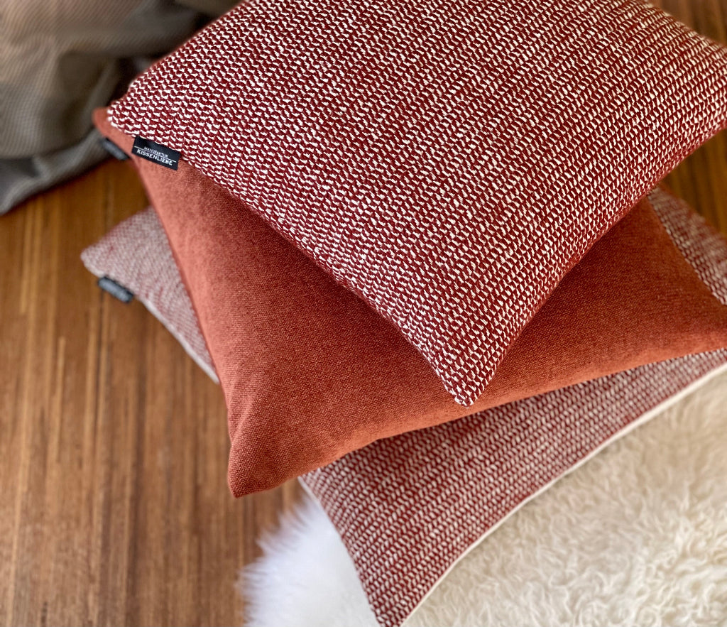 Sofakissen Rostrot gemustert 40x40 | Manufaktur Kissenliebe®