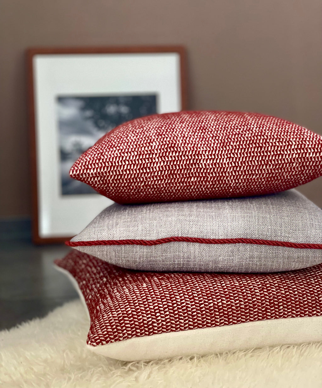 Sofakissen Rostrot gemustert 40x40 | Manufaktur Kissenliebe®