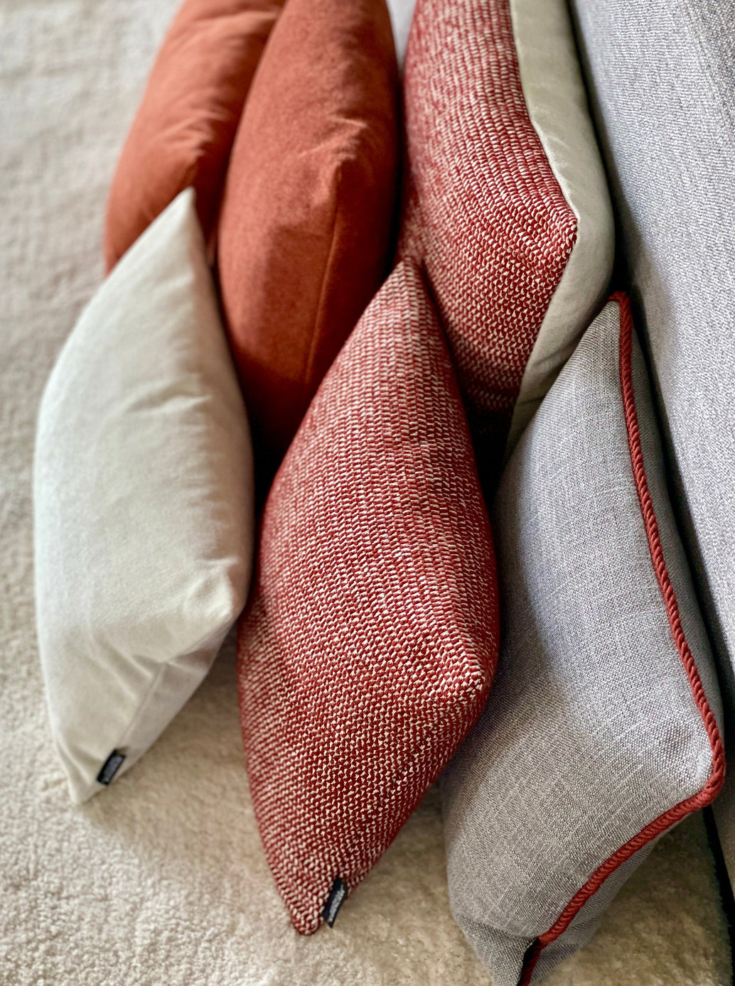 Sofakissen Rostrot gemustert 40x40 | Manufaktur Kissenliebe®
