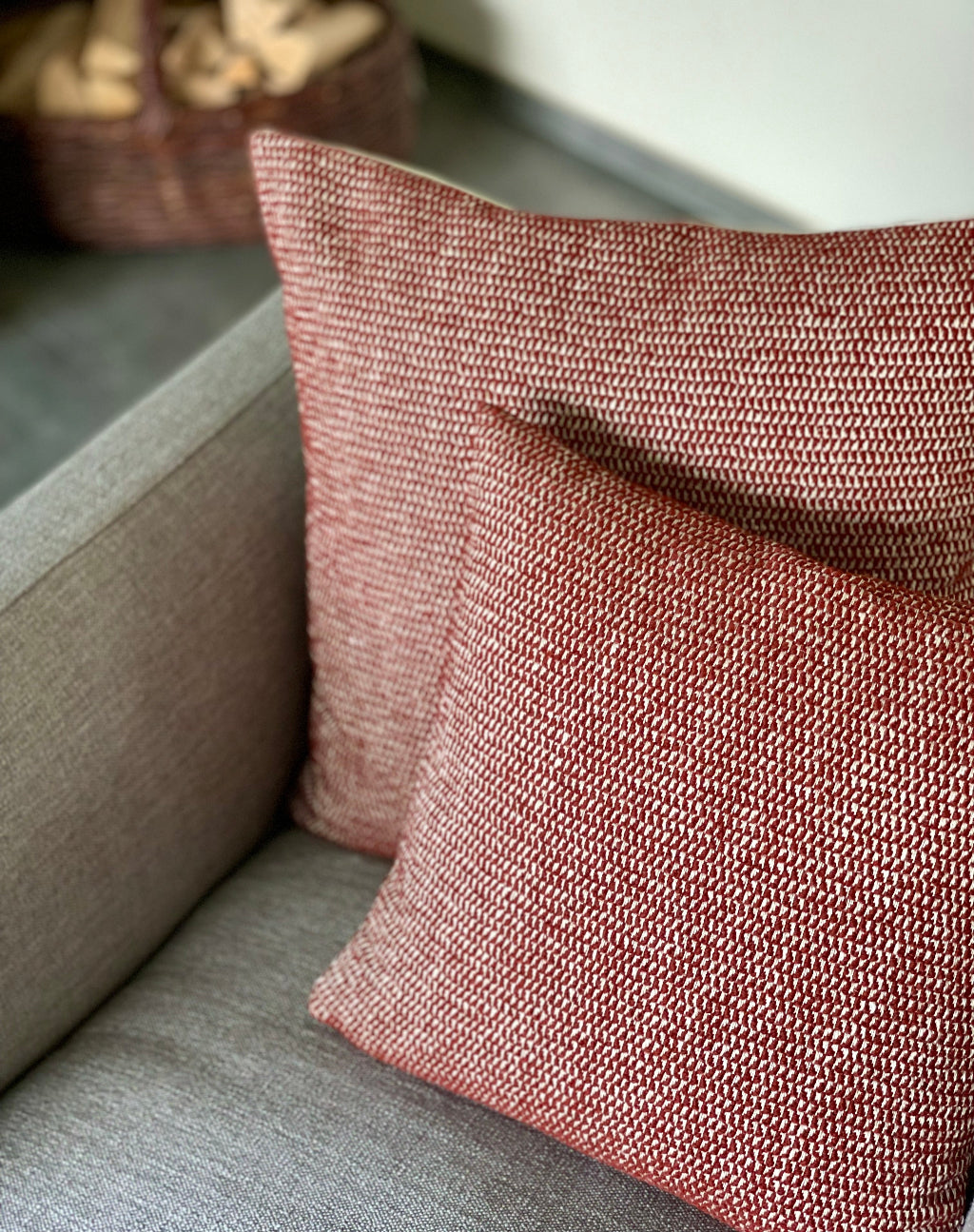 Sofakissen Rostrot gemustert 40x40 | Manufaktur Kissenliebe®