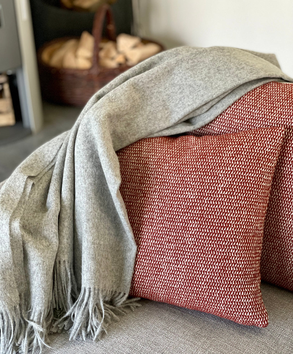Sofakissen Rostrot gemustert 40x40 | Manufaktur Kissenliebe®