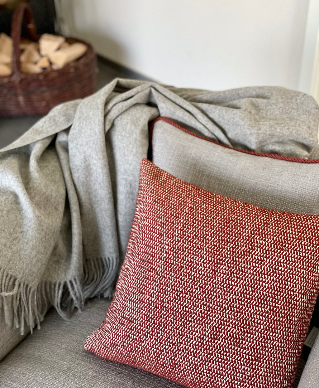 Sofakissen Rostrot gemustert 40x40 | Manufaktur Kissenliebe®