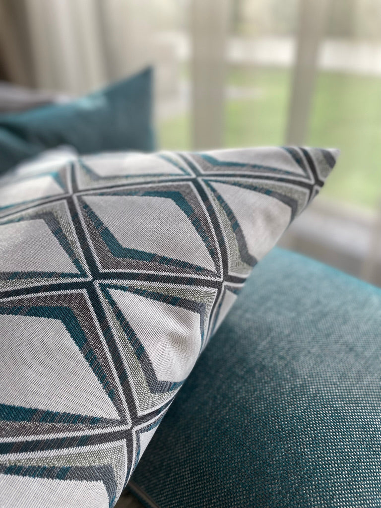 Sofakissen PRISM Petrol Ecru Rautenmuster 60x40
