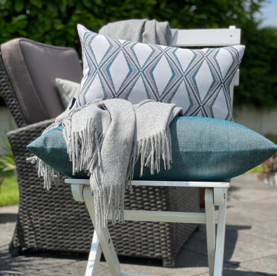 Sofakissen PRISM Petrol Ecru Rautenmuster 60x40