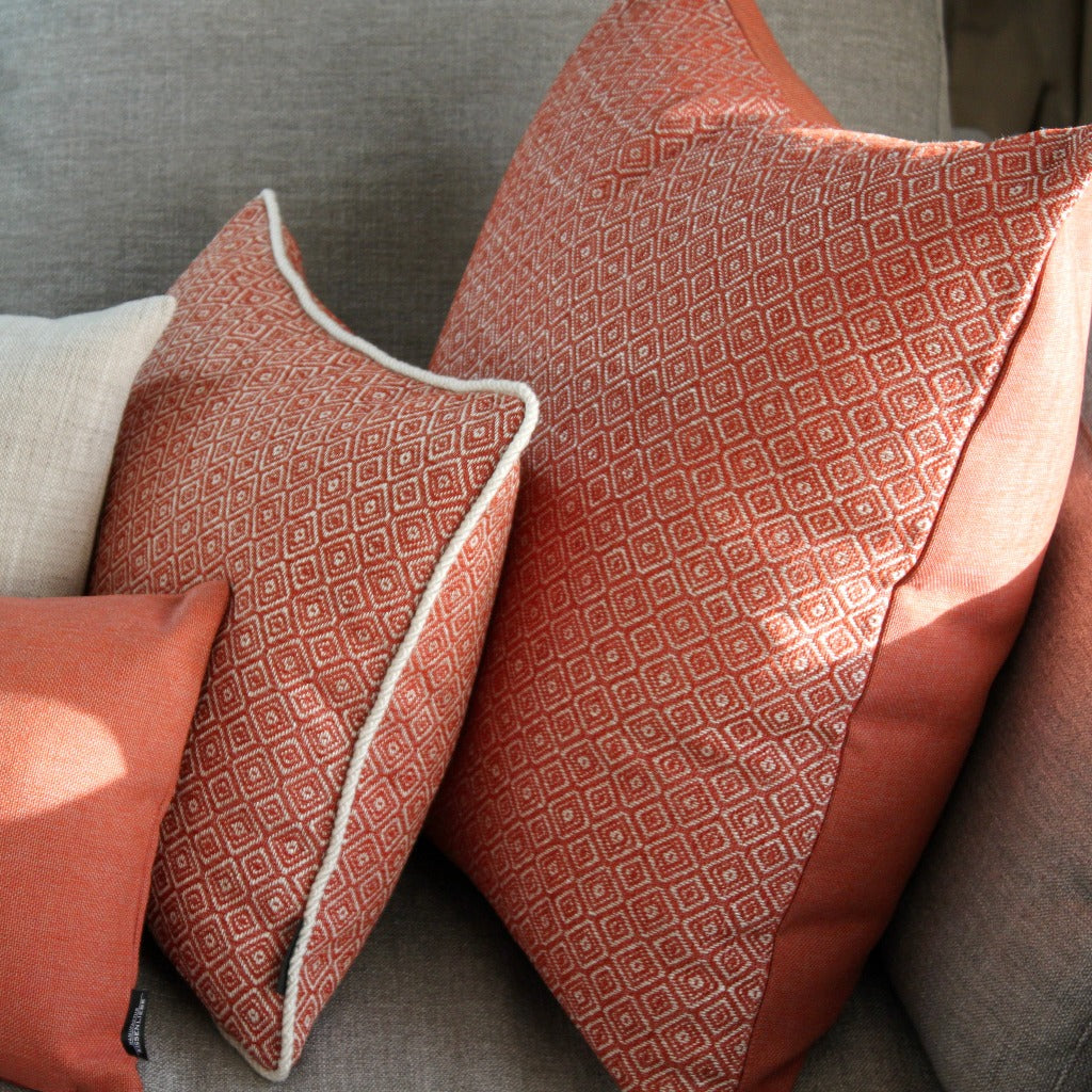 Sofakissen MUSCAT Orange Rautenmuster 60x60cm